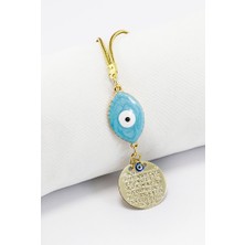 Biuti Mavi Göz Figürlü Gold Renkli Metal Ayetel Kürsi Araba Dikiz Ayna Süsü, Yeni Araba Hediyesi