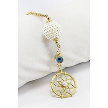 Biuti Incili Böğürtlen Nazarlı Düş Kapanı Gold Dikiz Ayna Süsü, Yeni Araba Hediyesi