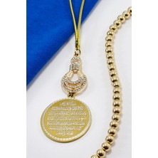 Biuti Zirkon Taşlı Damla Figürlü Paslanmaz Çelik Ayetel Kürsi Nazar Ayeti Araba Dikiz Ayna Süsü