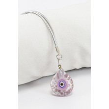 Biuti Murano Damla Pembe Kırıntılı El Yapımı Cam Nazar Boncuklu Dikiz Ayna Süsü, Yeni Araba Hediyesi