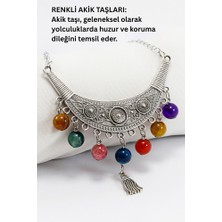 Biuti Otantik Metal Premium Araba Dikiz Ayna Süsü, Farklı Renklerde Akik Taşları, Vıp Hediyelik