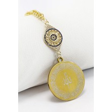 Biuti Parlak Taşlı Nazarlı Allah Lafzı Ayetel Kürsi Nazar Ayeti Dikiz Ayna Süsü (3,5)