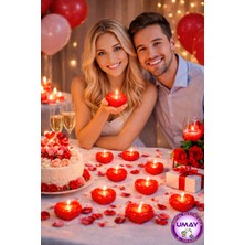 Flawless Kalpli LED Mum 1 Adet | Pilli Kalp Desenli Aşk Mum | Ledli El Gülü Romantik Dekor Işığı