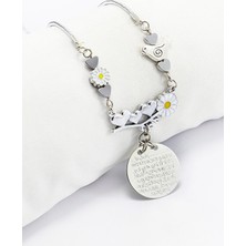 Biuti El Yapımı Papatyalı Kuşlu Metal Ayetel Kürsi Dualı Araba Dikiz Ayna Süsü, Yeni Araba Hediyesi