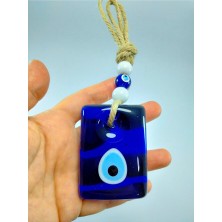 Ennea Art Dikdörtgen Nazar Boncuğu Duvar Dekoru El Yapımı Cam Hediyelik Eşya