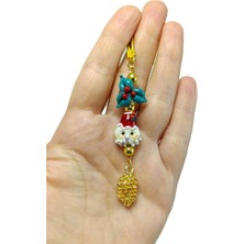 Biuti Yılbaşı Araba Dikiz Ayna Süsü, El Yapımı Cam Boncuklu Lüks Yeni Yıl Hediyesi, Metal Kozalak