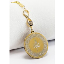 Biuti Zirkon Sonsuzluk Gold Renkli Ayetel Kürsi Allah Lafzı Felak Nas Ihlas Çelik Araba Ayna Süsü