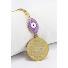 Biuti Mor Sedefli Elips Nazarlı Ayetel Kürsi Hilye-I Şerif Paslanmaz Çelik Araba Dikiz Ayna Süsü