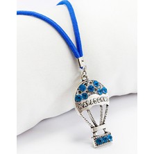 Biuti El Yapımı Turkuaz Parlak Taşlı Kapadokya Balonu Araba Dikiz Ayna Süsü, Yeni Araba Hediyesi