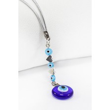 Biuti Turkuaz Nazarlı El Yapımı Cam Nazar Boncuklu Araba Dikiz Ayna Süsü, Kalpli Yeni Araba Hediyesi