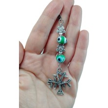 Biuti Yeşil Nazar Boncuğu Metal Ağaç Araba Dikiz Ayna Süsü, Yeni Araba Hediyesi