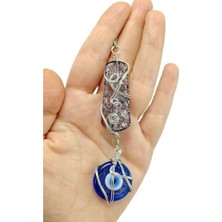 Biuti Metal Örme Çerçeveli Cam Nazar Boncuğu Araba Dikiz Ayna Süsü Özel Tasarım Boncuklu Hediyelik