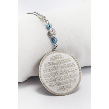 Biuti Minik Cam Nazar Desenli Boncuk Ayetel Kürsi Felak Nas Ihlas Araba Dikiz Ayna Süsü (4,5cm Plaka)