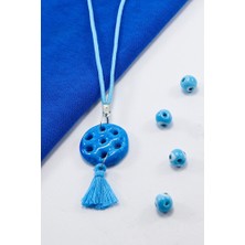 Biuti Turkuaz Renkli Püsküllü Yedi Delikli Süryani Nazarı Araba Dikiz Ayna Süsü, Yeni Araba Hediyesi