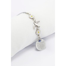 Biuti Papatyalı Uçan Kuş Küçük Metal Ayetel Kürsi Araba Dikiz Ayna Süsü Gümüş Renkli