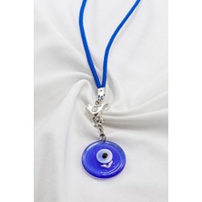 Biuti El Yapımı Lacivert Cam Nazar Boncuklu Kuşlu Araba Dikiz Ayna Süsü, Yeni Araba Hediyesi