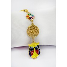 Biuti Renkli Çiçekli Lotus Çiçeği Sevimli Baykuş Araba Dikiz Ayna Süsü, Yeni Araba Hediyesi