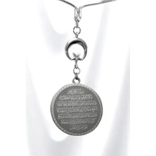 Biuti Ay Yıldız Gümüş Renk Çelik Çift Taraflı Ayetel Kürsi/ Nazar Ayeti Araba Dikiz Ayna Süsü