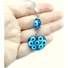 Biuti Murano Mavi Çoklu Nazar Boncuğu Araba Dikiz Ayna Süsü El Yapımı Lüks Cam Hediyelik Aksesuar