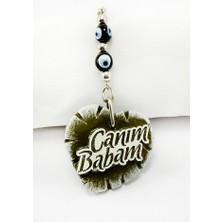 Biuti El Yapımı Siyah Cam Nazar Boncuklu Canım Babam Yazılı Kalpli Araba Dikiz Ayna Süsü