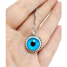 Biuti Küçük Metal Çerçeveli Çift Taraflı Nazar Boncuğu Araba Dikiz Ayna Süsü Minimalist Hediyelik Aksesuar