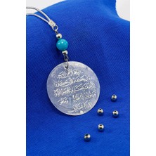 Biuti El Yapımı, Turkuaz Doğal Taşlı Lazer Kazıma Nazar Ayeti Araba Dikiz Ayna Süsü