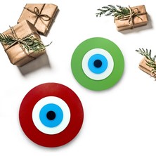 Ennea Art Yılbaşı Dekoru Ahşap Nazar Boncuğu Ikili Set El Yapımı Duvar Dekoru Hediyelik Eşya 25 - 20 cm