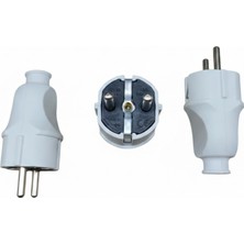 İNWATT Erkek Fiş Topraklı Yüksek Dayanımlı Beyaz 3 Adet