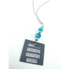 Biuti Siyah Çift Taraflı Ayetel Kürsi Nazar Ayeti Araba Dikiz Ayna Süsü, Doğaltaşlı Yeni Araba Hediyesi