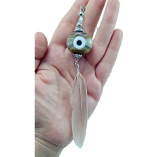 Biuti Ebruli Danagözü Nazar Boncuğu Tüy Detaylı Araba Dikiz Ayna Süsü, Yeni Araba Hediyesi