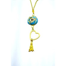 Biuti Mavi Sarma Dana Gözü Kalp Püsküllü Araba Dikiz Ayna Süsü