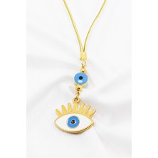 Biuti Altın Kaplama Çerçeveli Nazar Göz Figürü Araba Dikiz Ayna Süsü, Yeni Araba Hediyesi