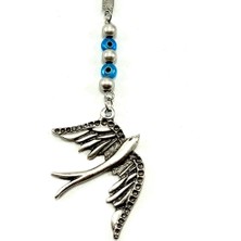 Biuti El Yapımı Cam Nazar Boncuk Detaylı Kırlangıç Zambak Kuşu Araba Dikiz Ayna Süsü, Yeni Araba Hediyesi