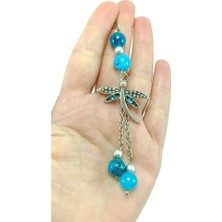 Biuti Turkuaz Parlak Taşlı Metal Yusufçukı Araba Dikiz Ayna Süsü, Yeni Araba Hediyesi