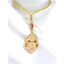 Biuti Pembe Elips Boncuk Detaylı Yüz Figürü Dikiz Ayna Süsü, Metal Lineart Tarz Yeni Araba Hediyesi