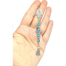 Biuti Yeni Araba Hediyesi, Turkuaz Cam Nazar Boncuklu Kuş Hamse Fatma Ana Eli Dikiz Ayna Süsü