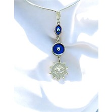 Biuti Elips Nazar Detaylı Metal Parlak Taşlı Göz Figürü  Araba Dikiz Ayna Süsü, Yeni Araba Hediyesi