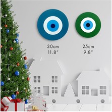 Ennea Art Yılbaşı Dekoru Ahşap Nazar Boncuğu Ikili Set El Yapımı Duvar Dekoru Hediyelik Eşya 30 - 25 cm