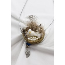 Biuti El Yapımı Tüylü Sevimli Beyaz Kuş Yuvası Araba Dikiz Ayna Süsü, Hediyelik Yeni Araba Hediyesi