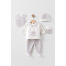 Zeynuko Erkek Bebek Cepli Ayıcık 5'li Yenidoğan Hastane Çıkışı Zıbın Seti