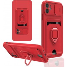 Eternal Trend  iPhone 11 Kılıf Zuma Kartvizitli Yüzüklü Silikon - Kırmızı 95421