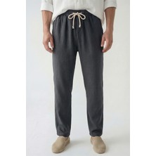 Veleno Erkek Palazzo Pantolon Siyah Geniş Paça Arka Cepli Yüksek Bel