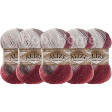 Alize Angora Gold Batik Örgü Ipi 5’li Paket RENK:1984 | Renk Geçişli, Yumuşak Dokulu, Şal, Atkı ve Kazak Ipliği