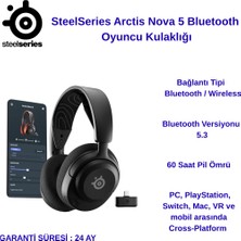 Steelseries Arctis Nova 5 Bluetooth Oyuncu Kulaklığı + Oyuncu Mouse Hediye