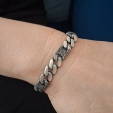 Bir Gümüş Aşkı 925 Ayar Gümüş Özel Üretim Kutu Kilitli Gurmet Model Erkek Bileklik 9 mm