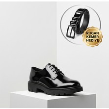 Growish GR0227 Hakiki Rugan Deri Kalın Taban KEMER HEDİYELİ Klasik Spor Casual Bağcıklı Üst Kalite Business Erkek Klasik Ayakkabı