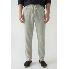 Veleno Erkek Palazzo Pantolon Gri Geniş Paça Arka Cepli Yüksek Bel