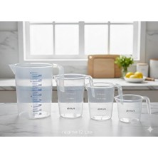 abnturk 4 Adet Dereceli Ölçü Kapları ,5 Litre , 2 Litre , 1 Litre 500 ml Şeffaf Ölçü Sürahiler
