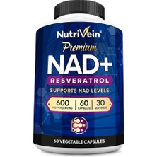Nutrivein Premium Nad + Resveratrol 600 Mg 60 Kapsül | Enerji, Beyin & Metabolizma Desteği