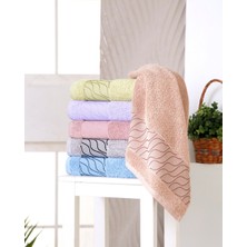 Fiesta Fiyonk Renkli %100 Pamuklu Deluxe Bukle Jakarlı 50X90 6 Lı El Yüz Havlusu